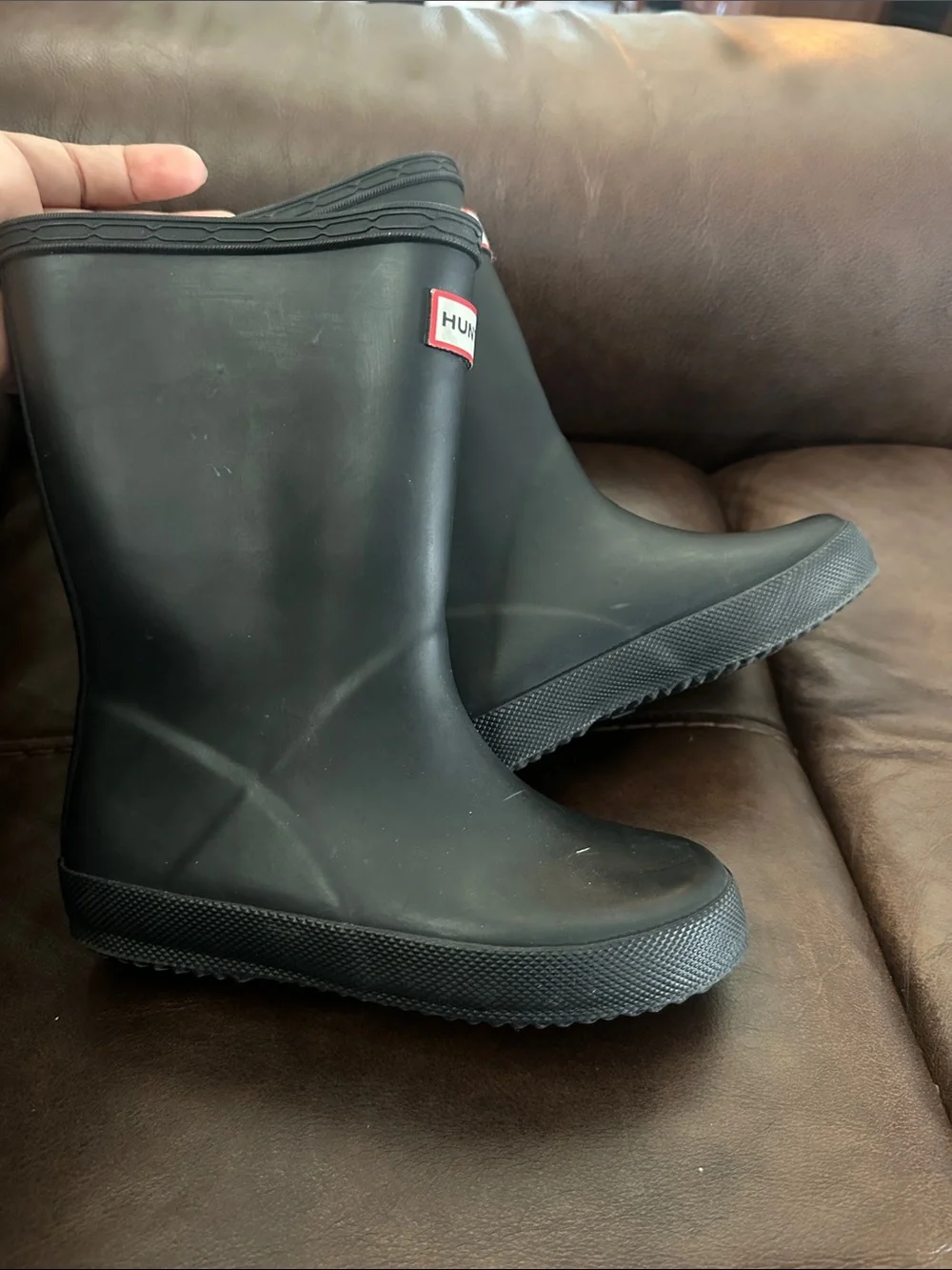 Hunter Black Kids Short Wellington Boots